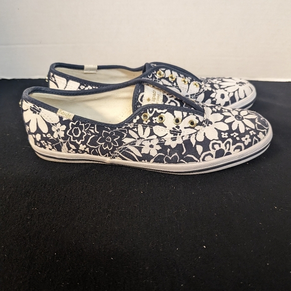 Kate Spade Navy and White Floral Slip-On Sneakers - Picture 4 of 11
